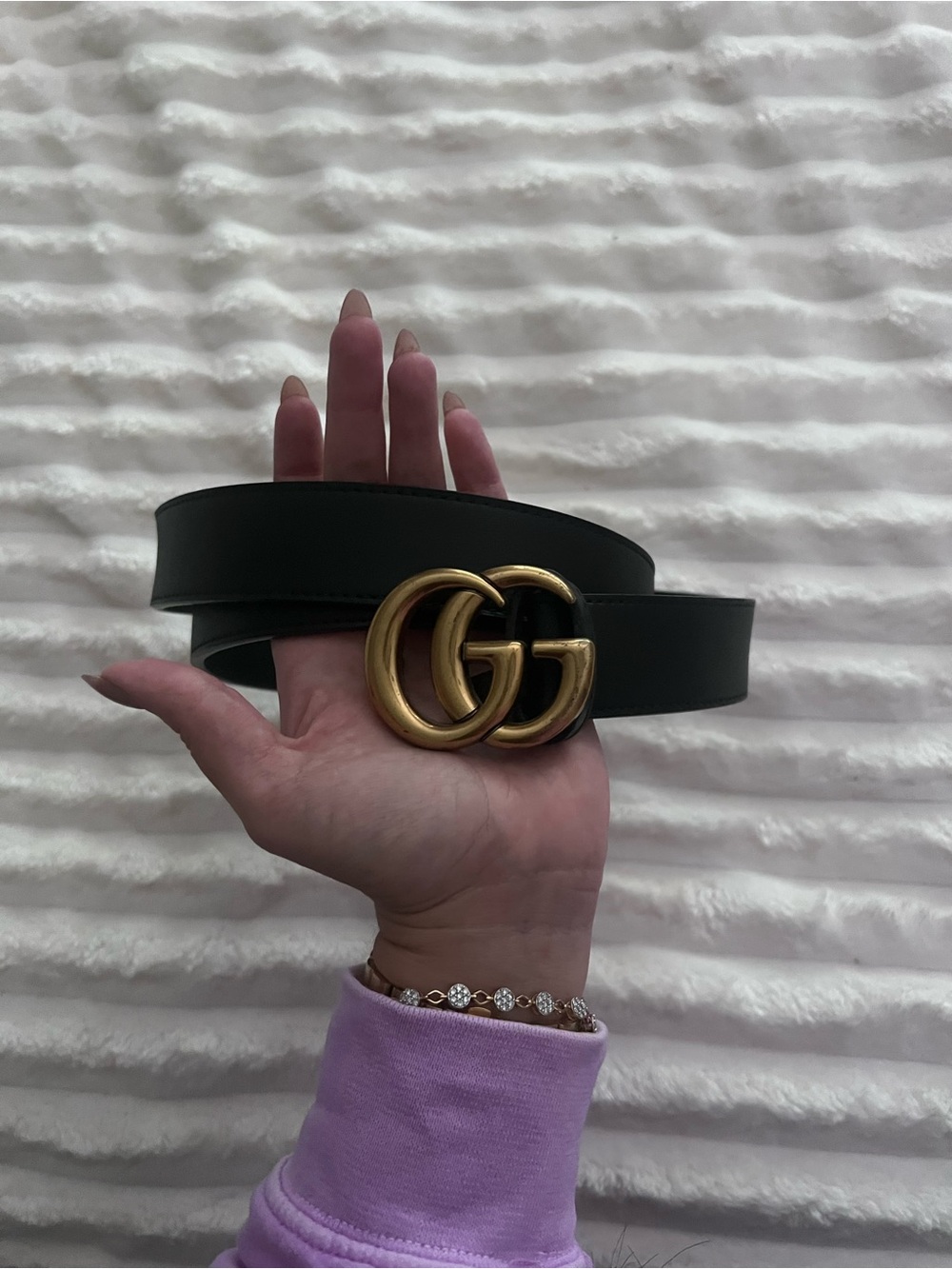 Gucci Black Leather Belt with Gold Double G Buckle